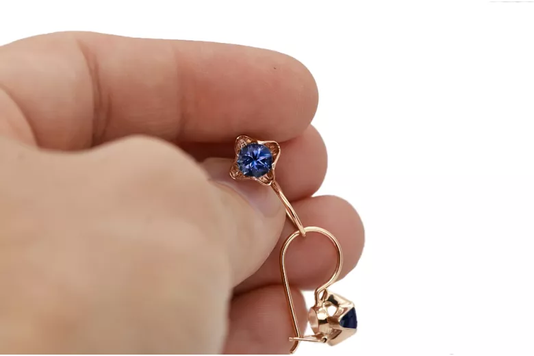 Sapphire Original Vintage 14K Rose Gold Earrings Vintage Jewlery vec142r